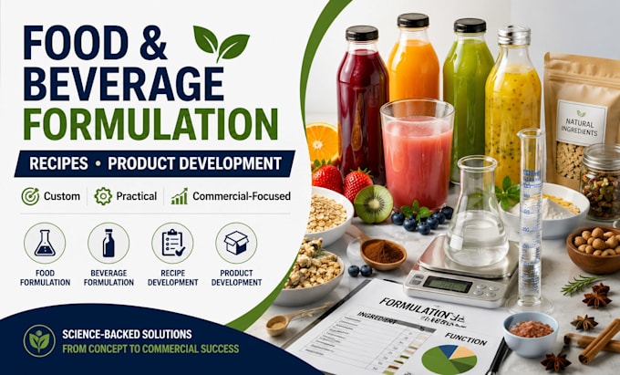 develop food and beverage formulations, recipes and product development