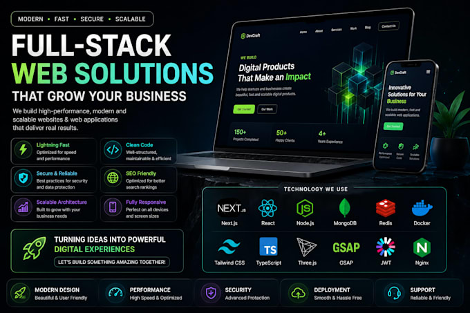 develop a full stack scalable website with latest tech