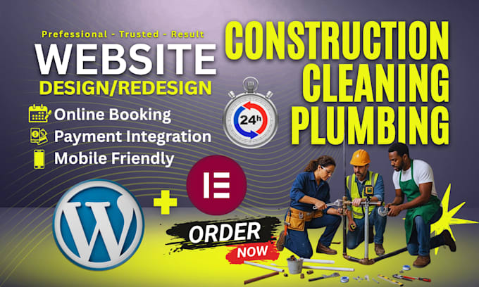 design construction plumbing cleaning wordpress website development office koala