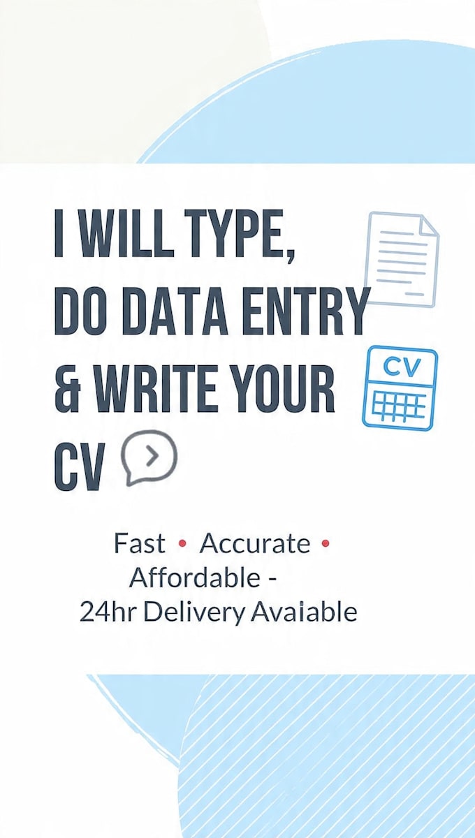 do fast typing, data entry, proofreading and CV writing