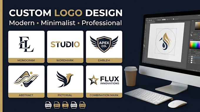 create a modern custom logo design for your brand