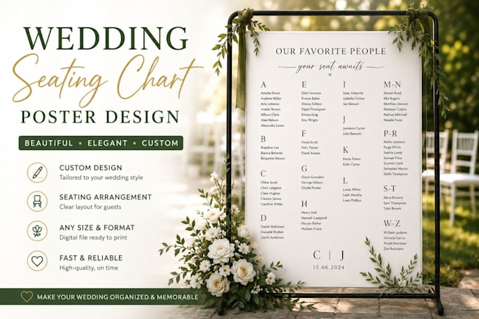 create a beautiful and elegant wedding seating chart design