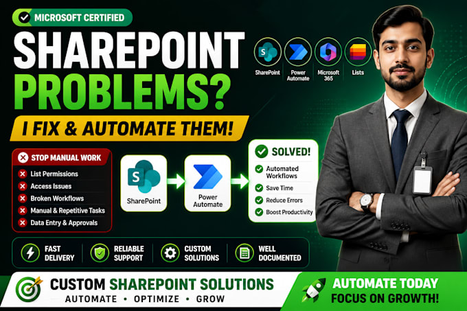fix sharepoint list, site and automation issues