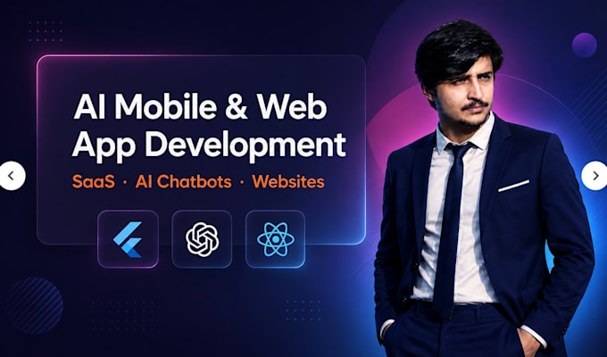 develop ai web app, mobile app, ai saas app, ai website as full stack developer