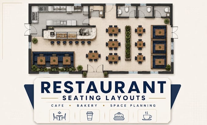 design restaurant seating layout cafe bakery 2d floor plan and space planning