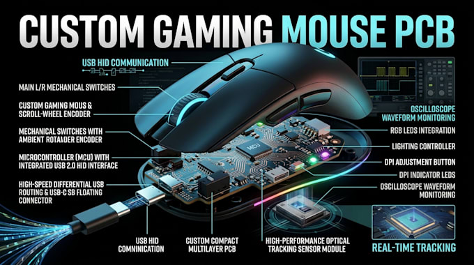 develop custom gaming mouse pcb optical sensor usb hid and firmware