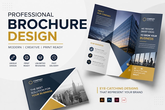 design professional bi fold, tri fold brochures and booklets