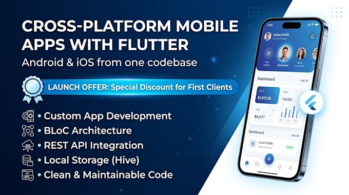 develop a flutter mobile app for android and ios