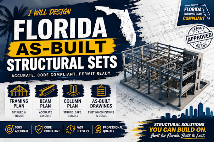 design florida as built structural sets, framing plan, beam and column plans
