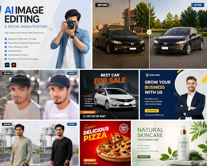 do expert ai image editing and social media poster design