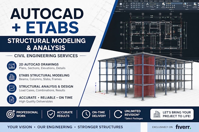 create autocad drawings and etabs structural models