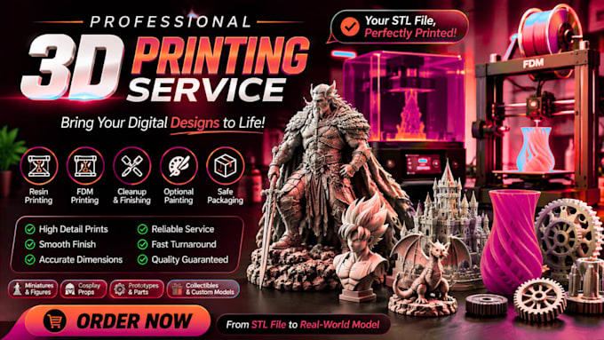 professionally 3d print your stl files in resin or fdm