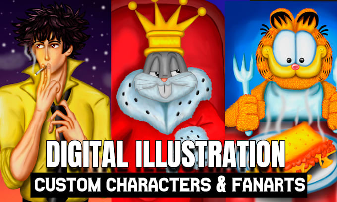 draw custom digital illustration or character