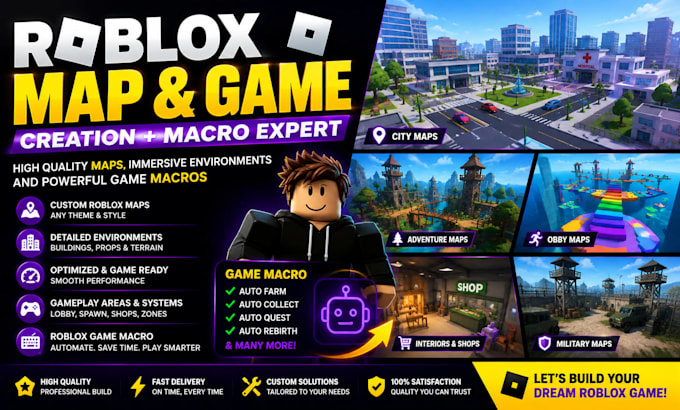 create roblox game macro, roblox map, custom game environment and map design
