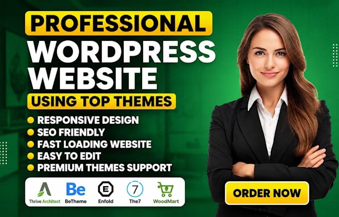 build wordpress website using thrive architect, betheme, enfold, the7, woodmart