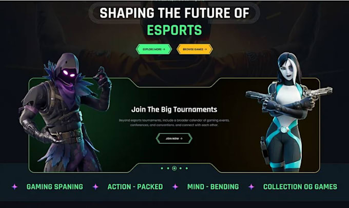 develop tournament website, esport website, tournament, gaming website