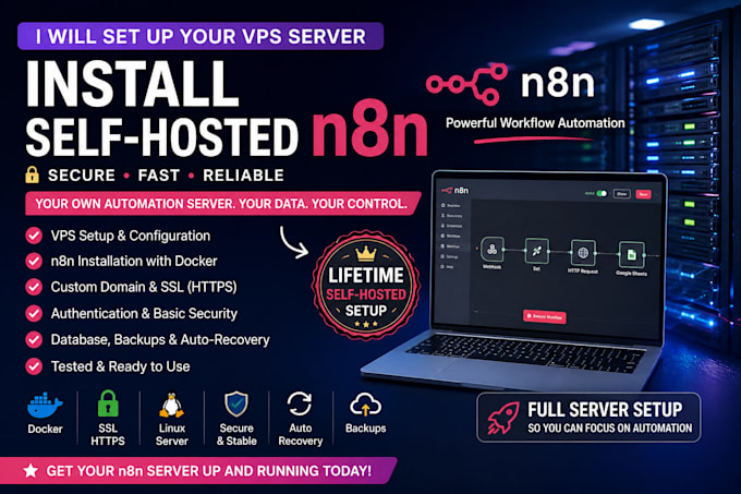 set up your vps server and install self hosted n8n with SSL