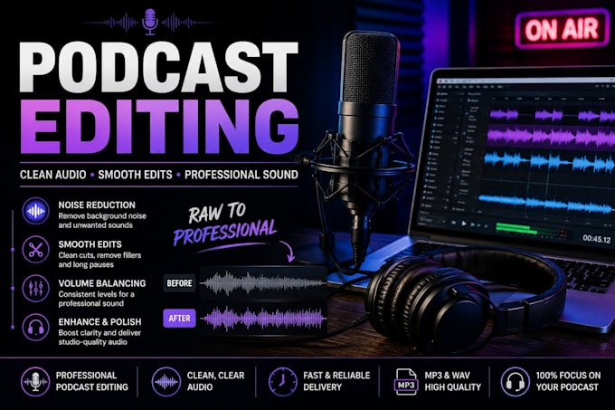 professionally edit your podcast audio for a clean studio