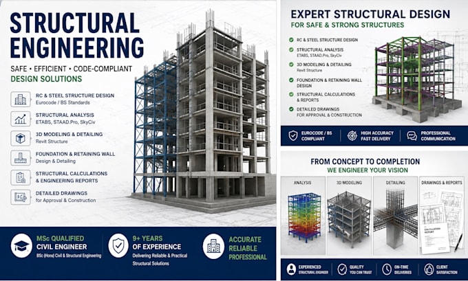 design concrete and steel structures with calculations and drawings