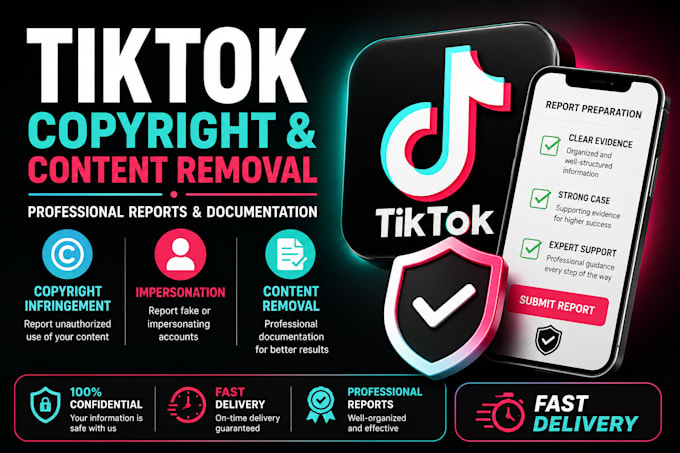 prepare tiktok copyright, impersonation and content removal reports