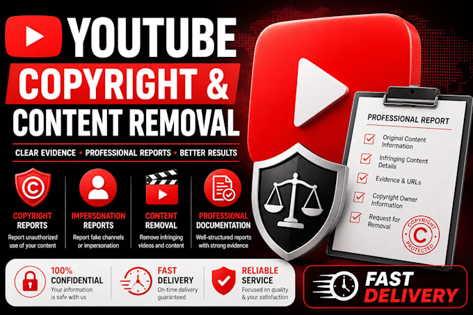 prepare youtube copyright, impersonation and content removal reports