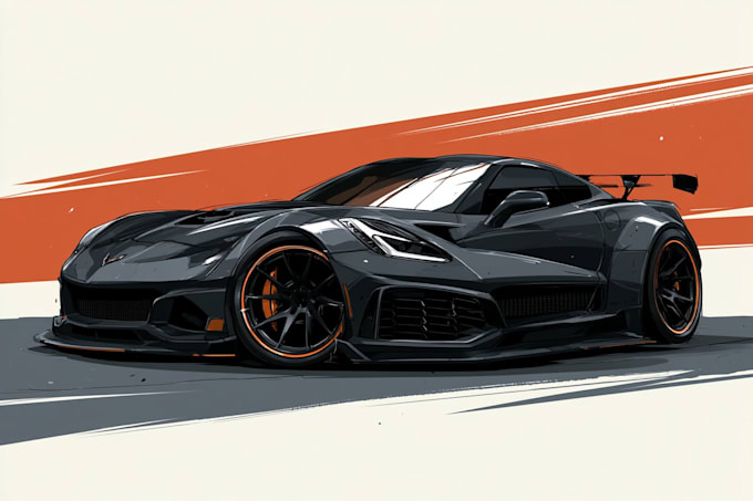 draw custom car illustration, vector art