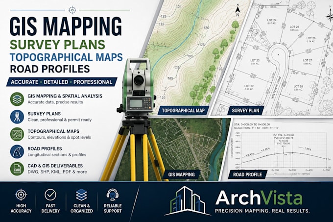 do gis mapping, survey plans, topographical maps, road profiles