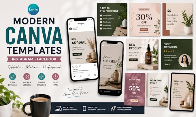 create modern canva templates for instagram and facebook