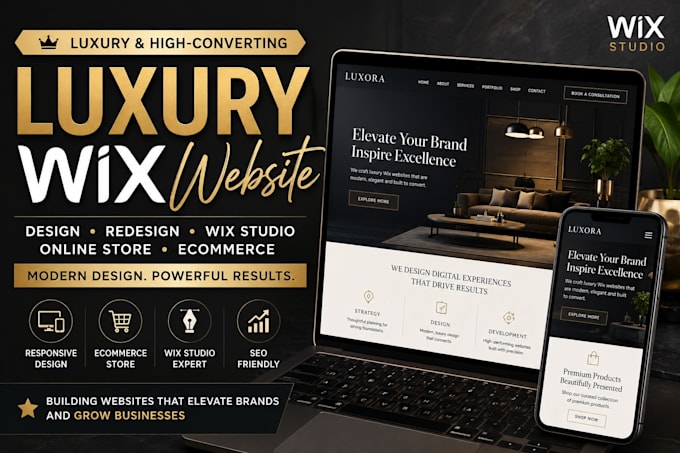 design luxury wix website, redesign wix website, wix studio, wix online store