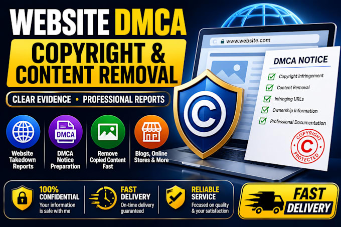 prepare website dmca, copyright and content removal reports