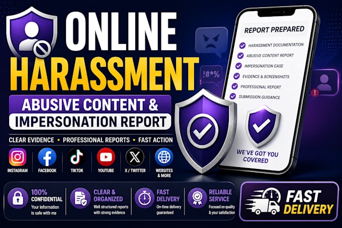 prepare online harassment, abusive content and impersonation reports