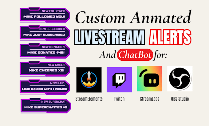 set up your streamelements alerts and chatbot in obs streamlabs for twitch kick