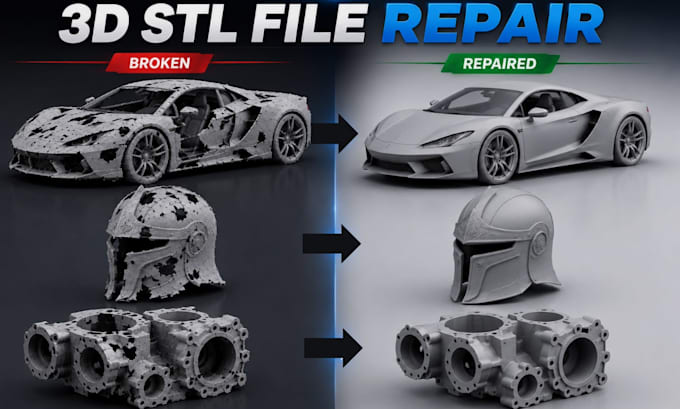 create repair fix optimize 3d printing stl file 3d scan cleanup for 3d printing