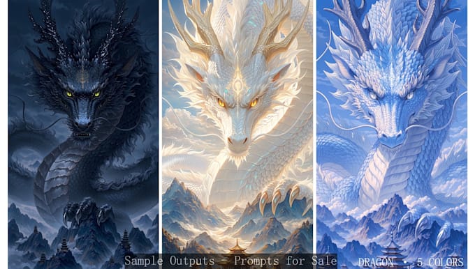 create chinese dragon midjourney prompts 10 styles