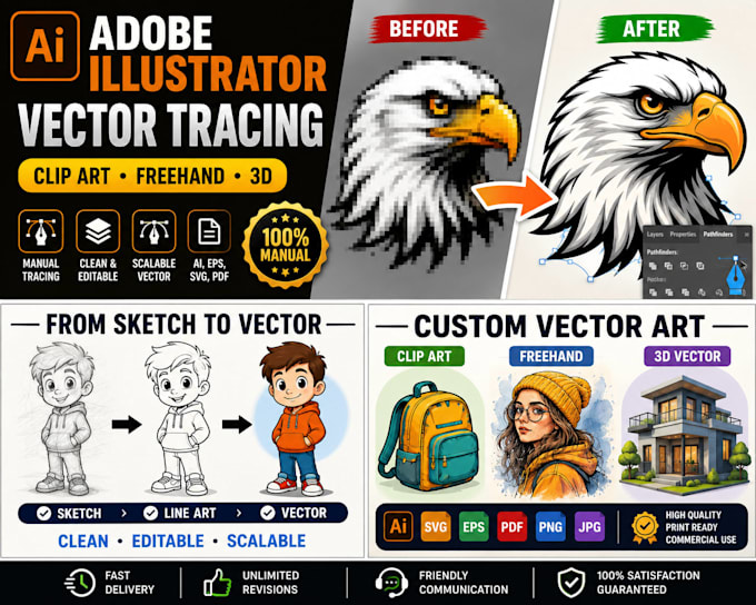 do adobe illustrator vector tracing, clip art, 3d freehand illustration