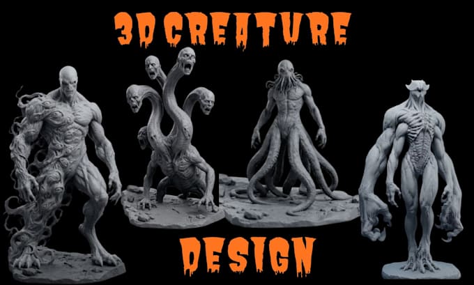 create 3d creature design ,3d modeling, animation 2d to 3d, 3d rigging, 3d logo