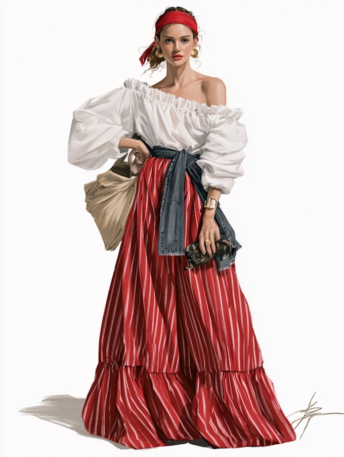 make fashion design or clothing technical flat sketch