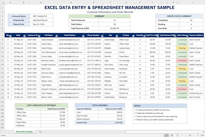 do professional bookkeeping accounting and excel data entry