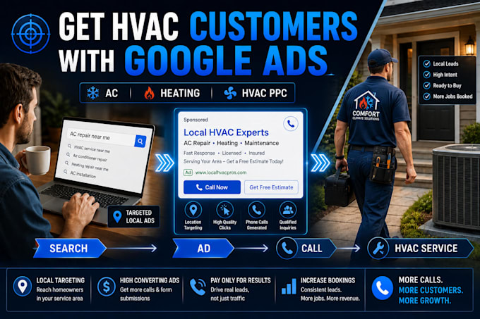 setup hvac google ads PPC campaign for ac heating cooling contractors