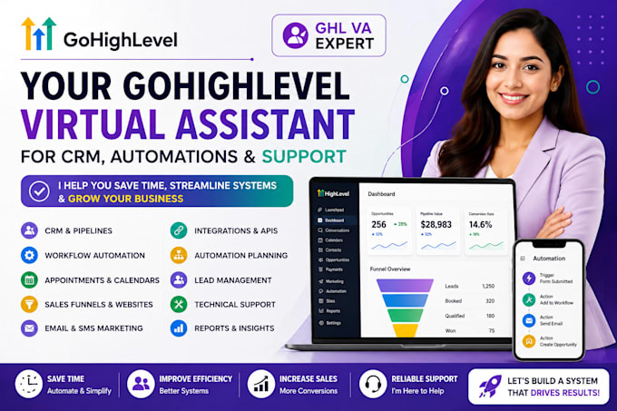 be your gohighlevel VA for CRM, automation and technical support