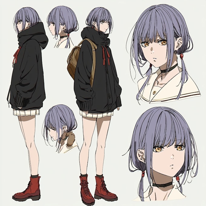 character design sheet in anime art style