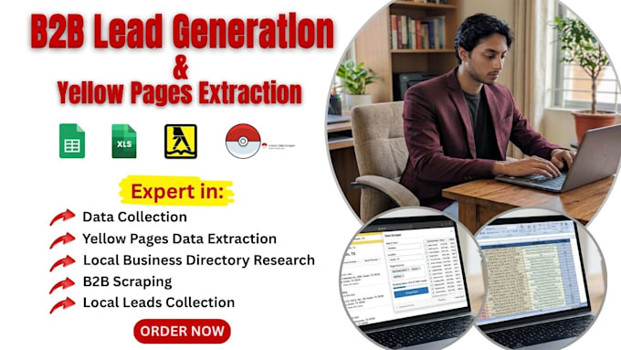 do yellow pages scraping, b2b data entry and lead generation