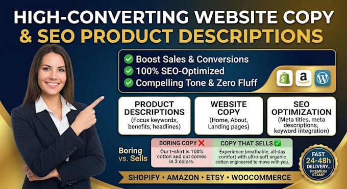 write SEO product descriptions and website copy that sells