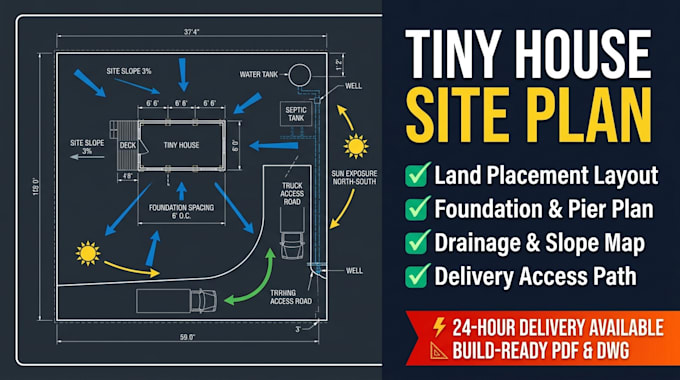 design tiny house site plan tiny house land placement layout tiny house foundati