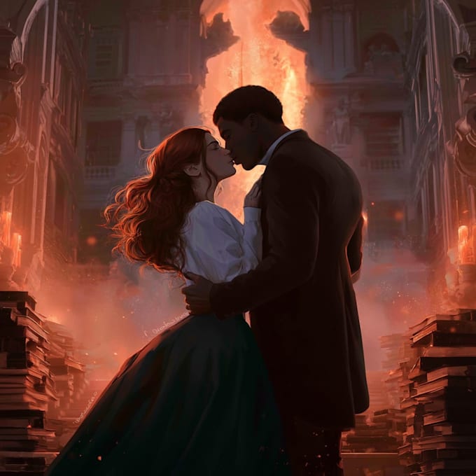 design romantic book cover with art