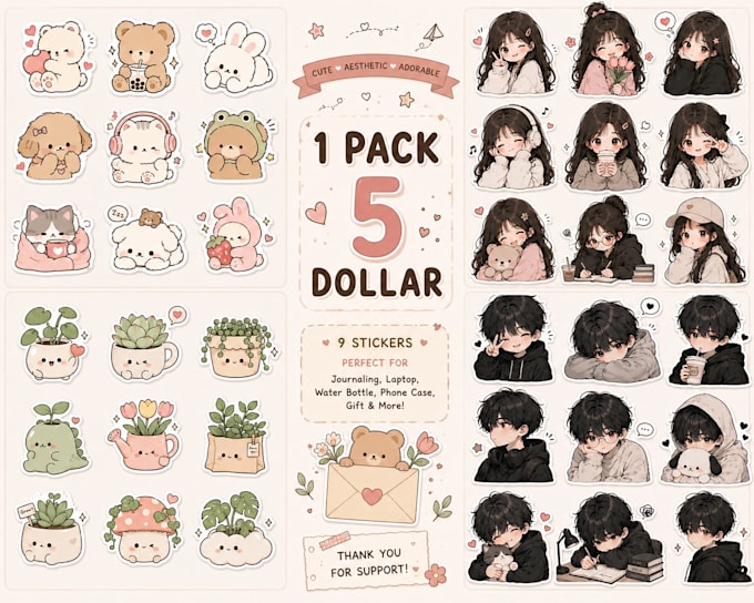 draw cute adorable aesthetic sticker