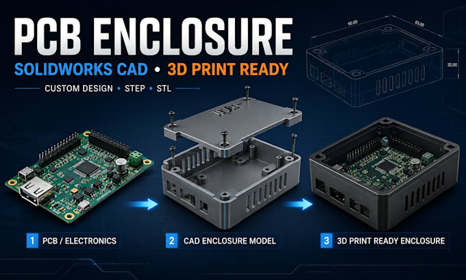 design pcb enclosure in solidworks for 3d printing