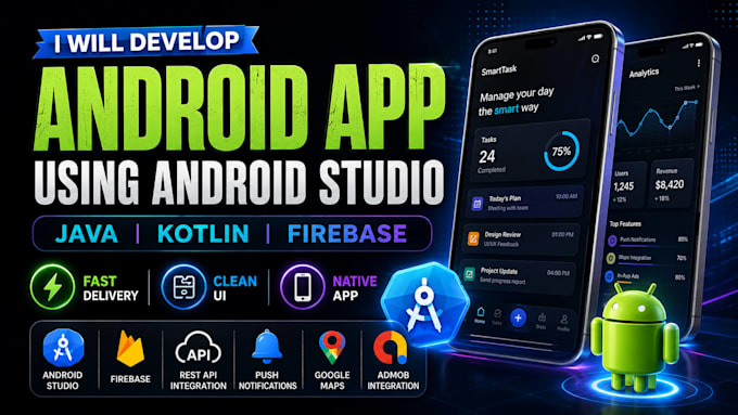 develop a custom android app using android studio