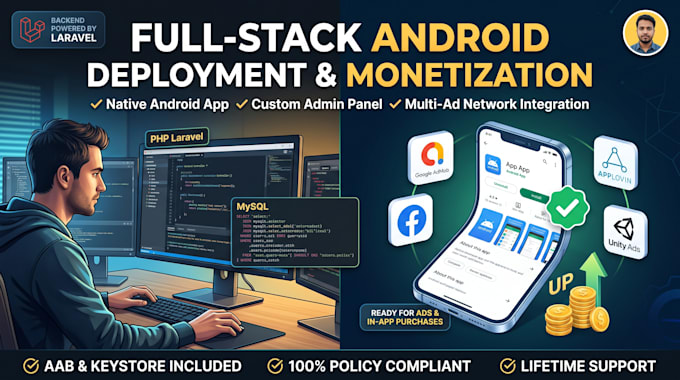 develop custom android app with admin panel and monetization