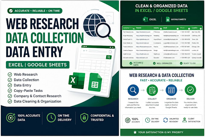 do web research, data collection and data entry